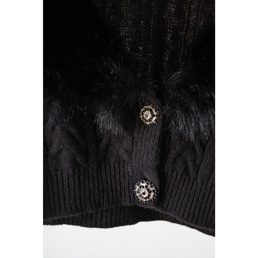 Fur Collar Cropped Cardigan Small Y2K Ann Taylor Loft - Picture 4 of 7